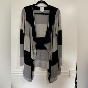 Black and Gray striped drape cardigan